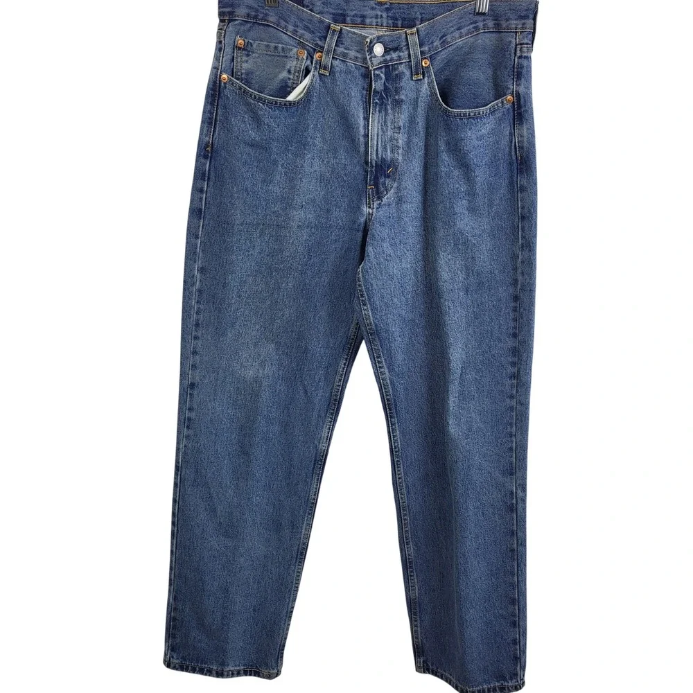 Levis 550 Jeans Mens 34x32 Relaxed Fit Medium Wash Blue Denim Classic Red Tab